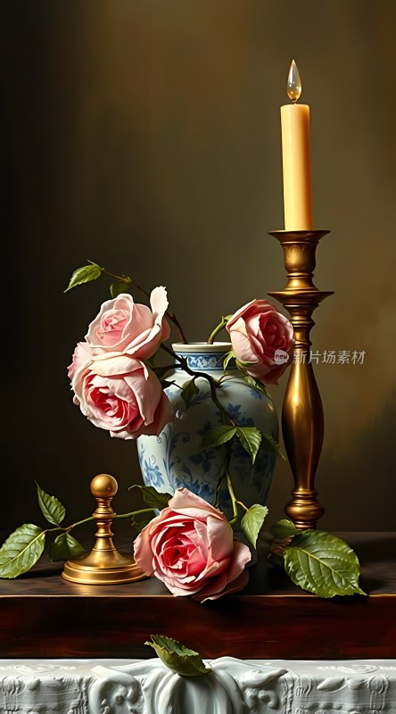 古韵花影烛光映