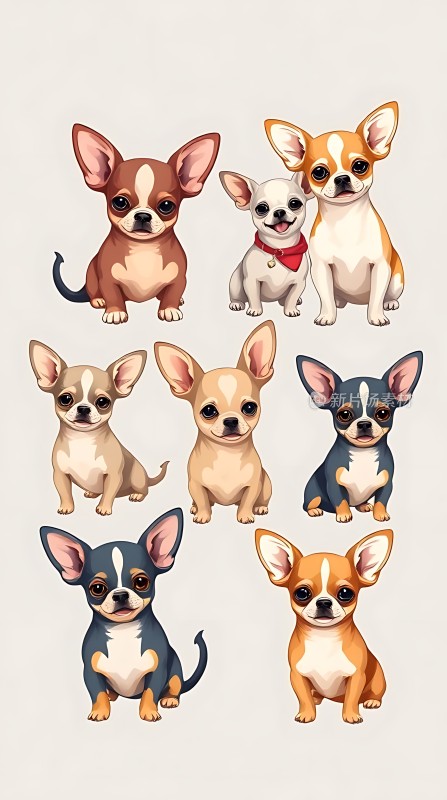 八只可爱小狗温馨聚首