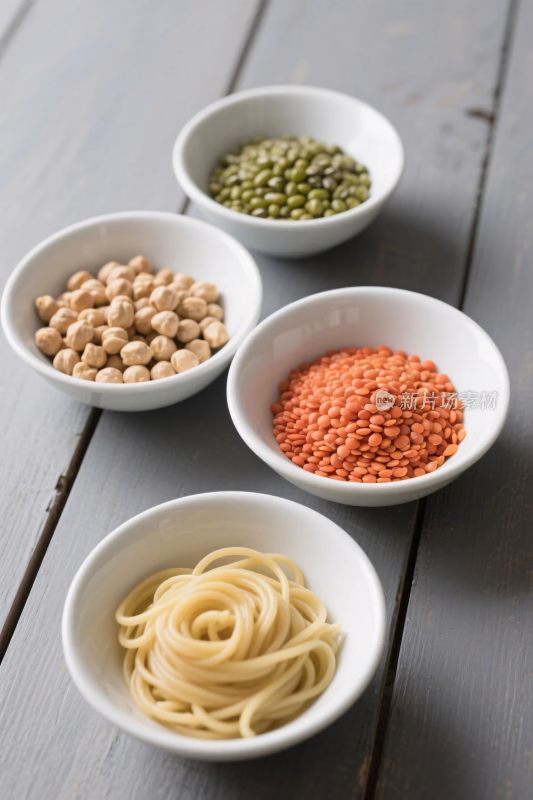 碗装四种食材展示