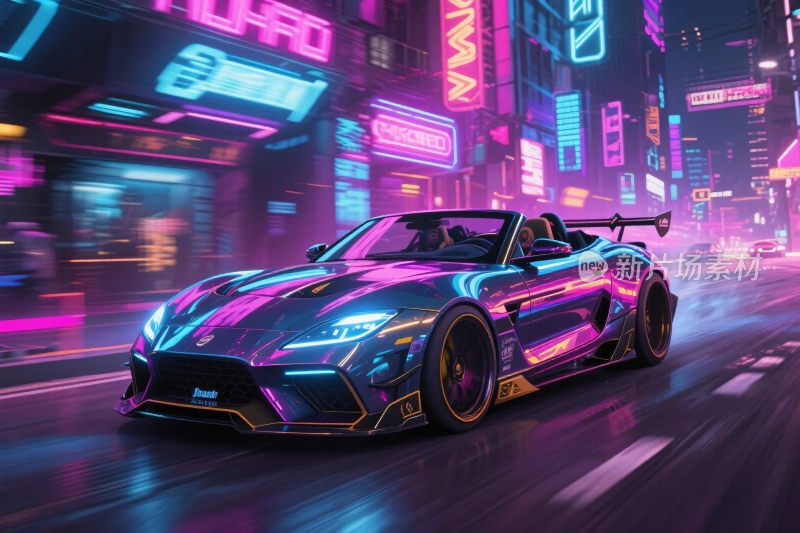 霓虹未来风跑车插画