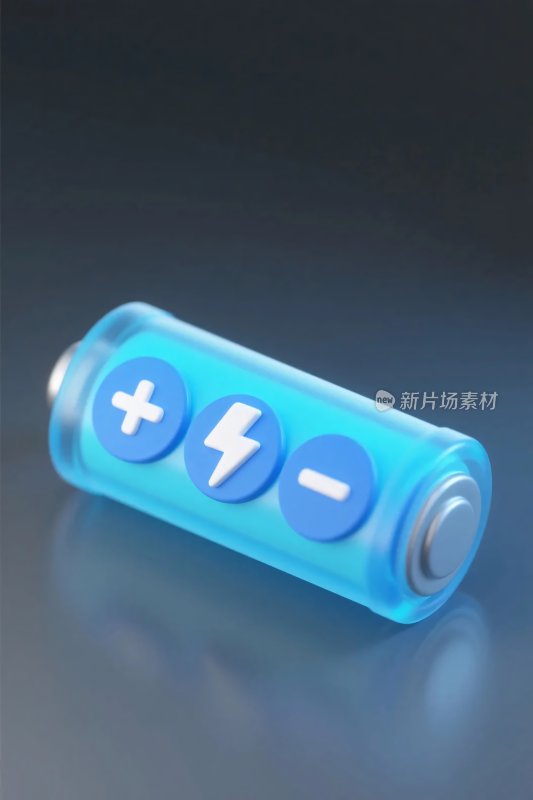 蓝色电池图标插画