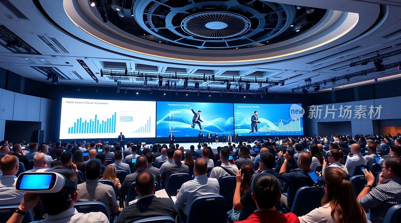 新片场素材科技会议现场观众专注聆听演讲