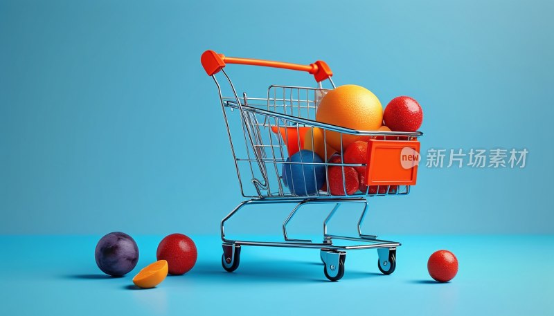 蓝色购物车背景