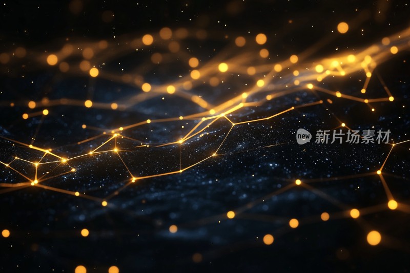 科技感金色网络线条背景