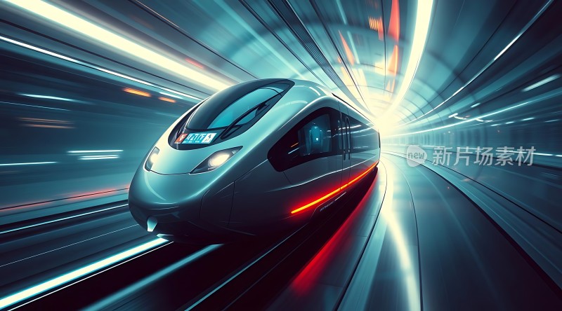 未来科技高速列车飞驰而过