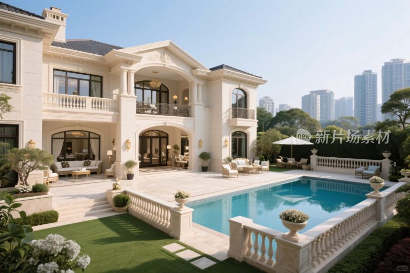 豪华别墅与景观泳池