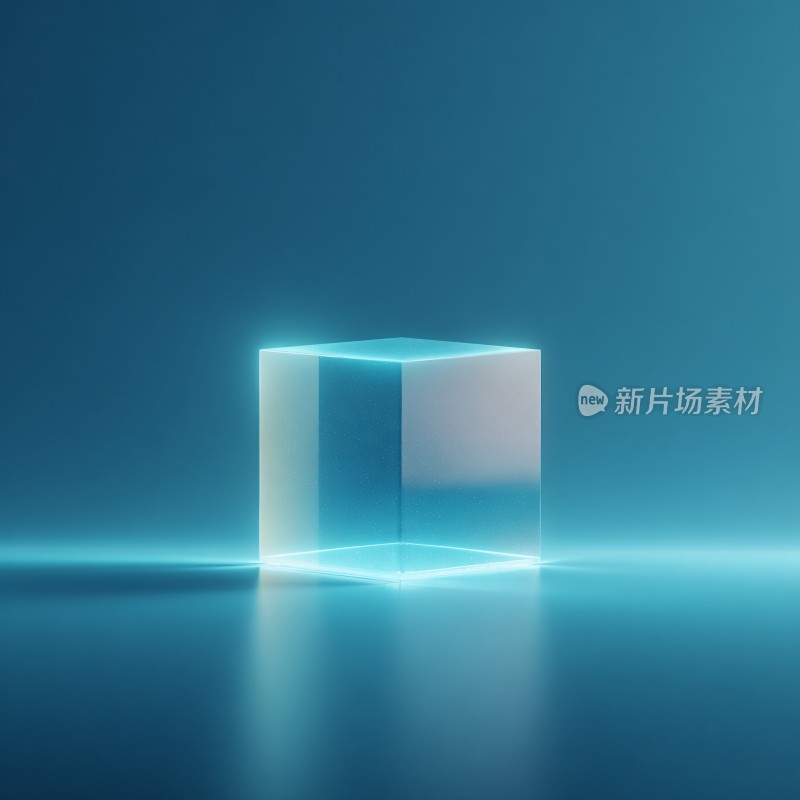 蓝色透明发光立方体