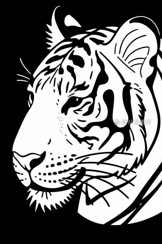 黑白老虎插画