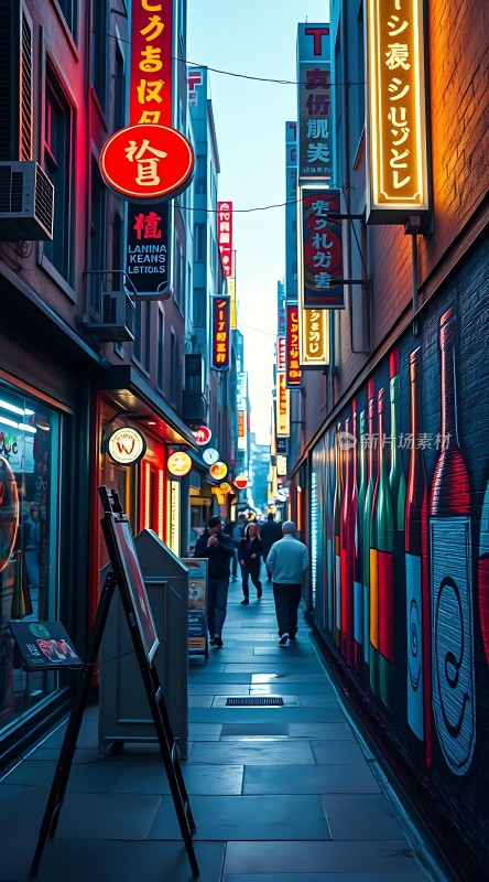 霓虹灯下的繁华街道