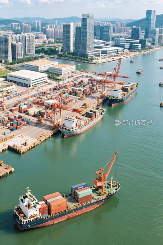 城市港口集装箱航拍图