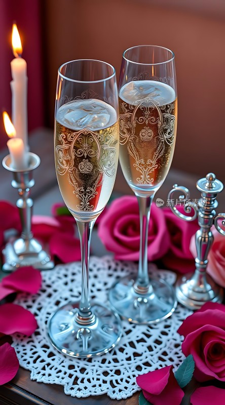 香槟玫瑰烛光晚餐