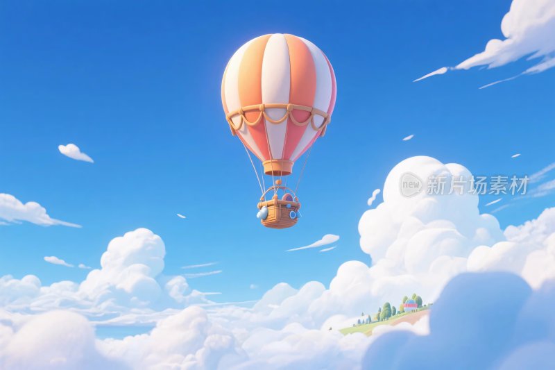 梦幻热气球翱翔蓝天
