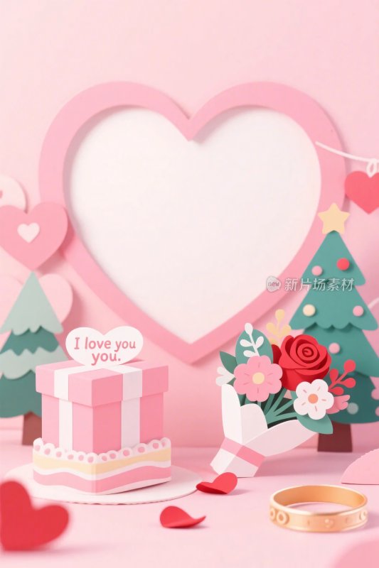 情人节爱心场景插画