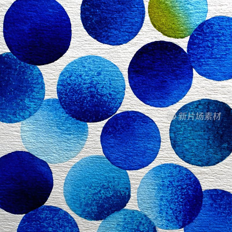 蓝色水彩圆点图案