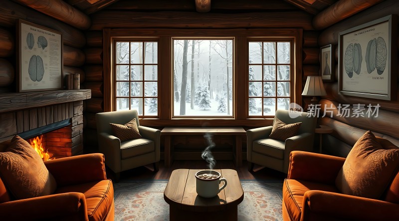冬日暖炉旁的温馨小屋