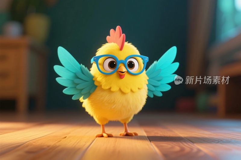 戴眼镜的卡通小鸡