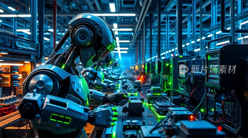 未来工厂智能机器人操作生产线