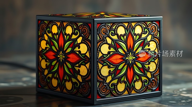 彩色玻璃艺术立方体