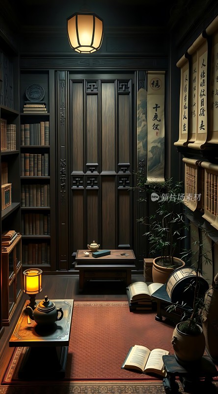 古风书房书卷飘香