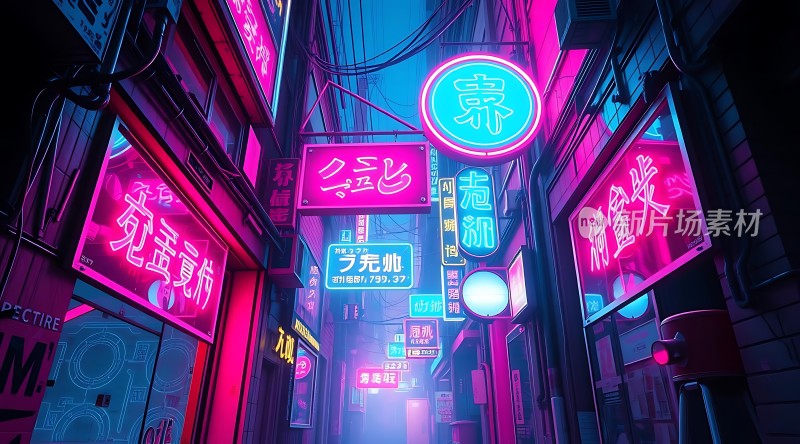 霓虹灯下的繁华街区