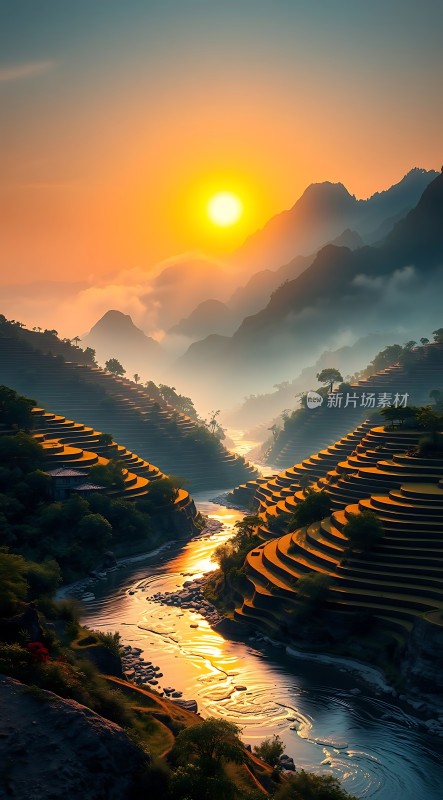 晨曦映照梯田美景