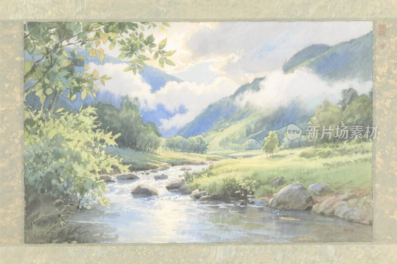 山水风景插画