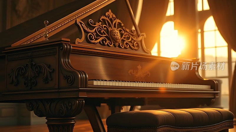 阳光下的古董钢琴