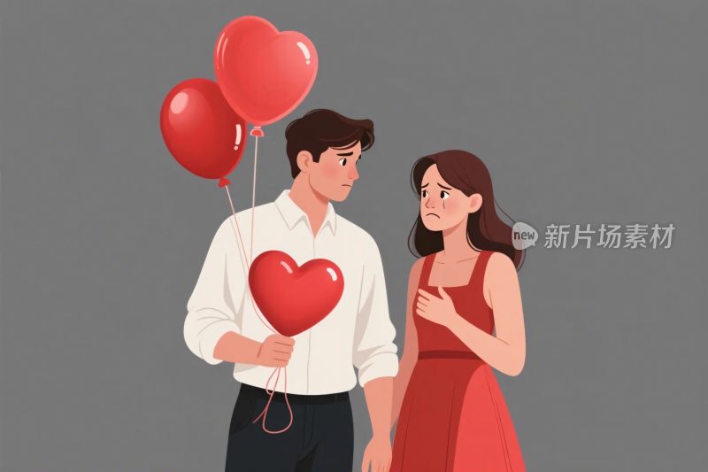 情侣爱心气球插画
