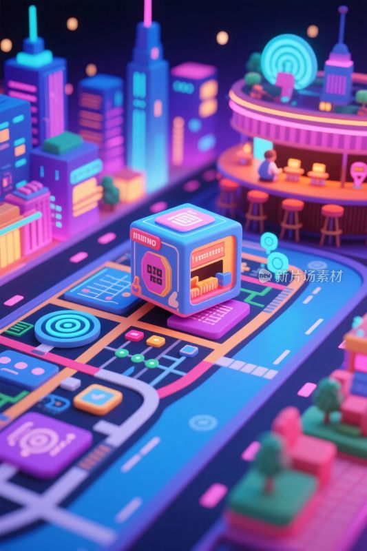 未来都市霓虹插画