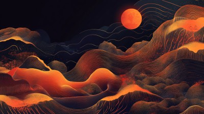 高端山水线包装插画