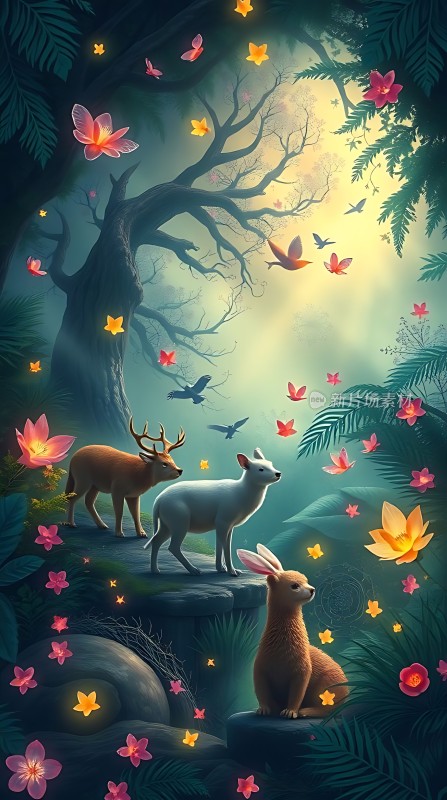 森林精灵夜游图