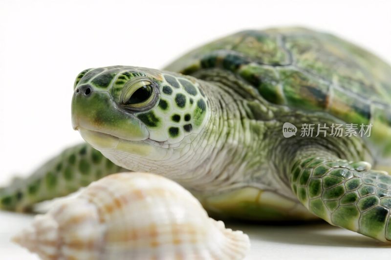 海龟与海螺特写图