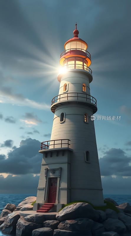 灯塔之光守护海洋之夜