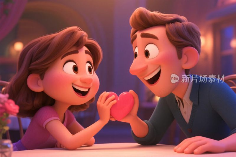 浪漫互动卡通插画