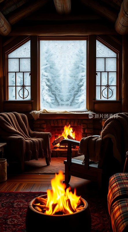 冬日暖炉旁的温馨时光