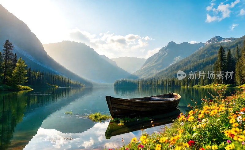 湖畔花语静谧时光