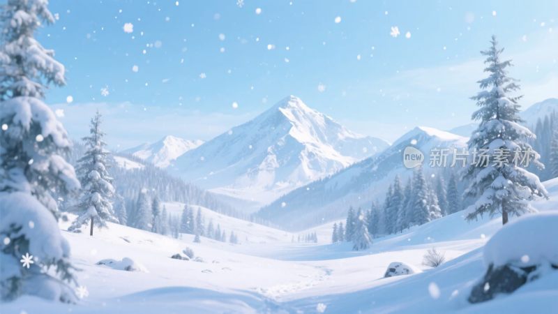 冬日雪山雪景图