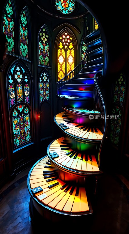 彩色钢琴楼梯