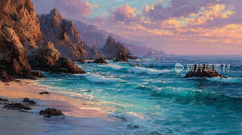 海边壮丽黄昏风景