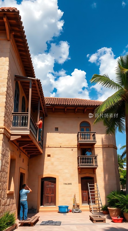 阳光下的热带风情建筑