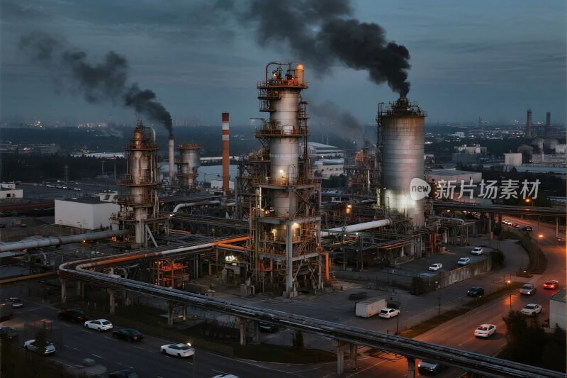 夜幕下的大型工厂设施