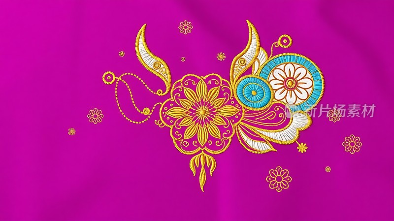 紫色背景上的华丽刺绣图案