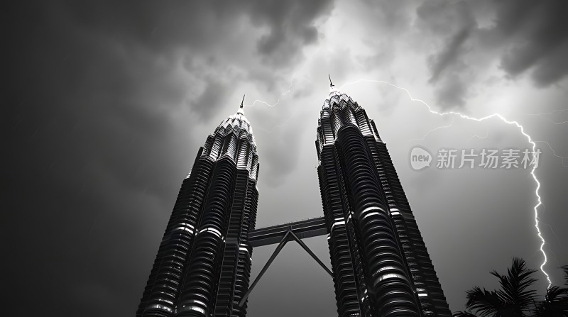 新片场素材 雷电双塔