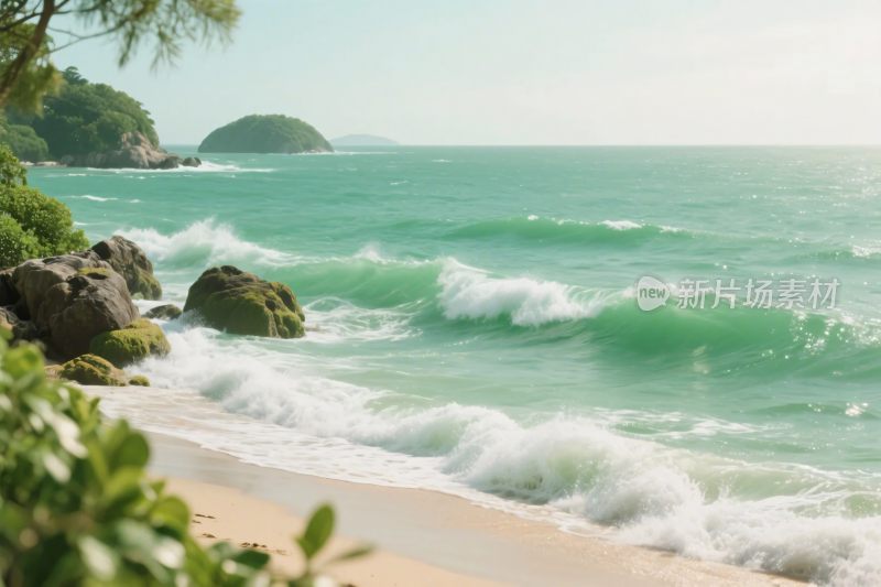 海滩海浪风景图