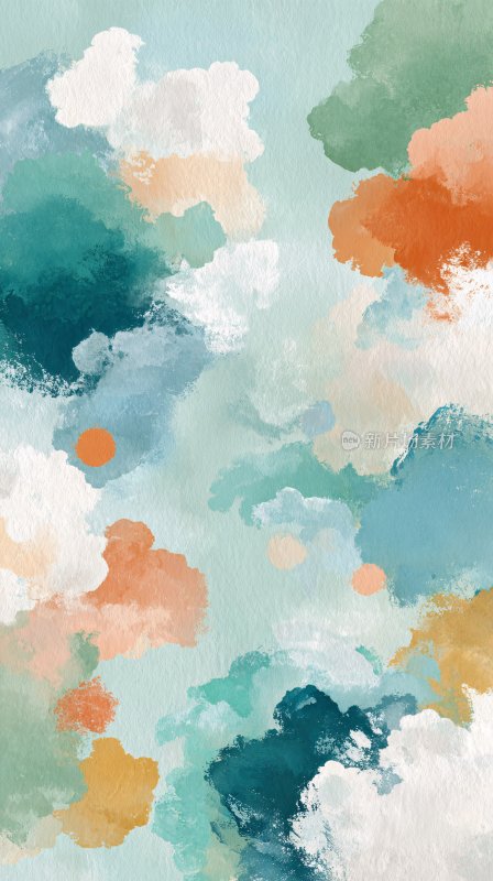 多彩水彩风格云朵插画
