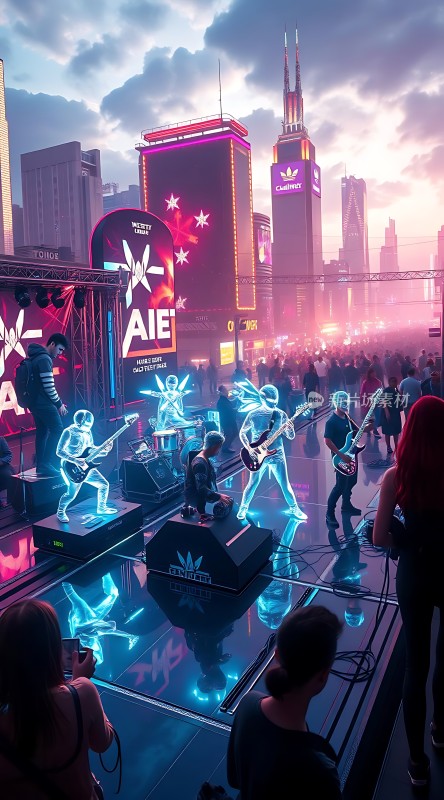 霓虹舞台上的未来乐队演出