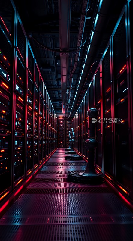 科技感十足的数据中心内部景象