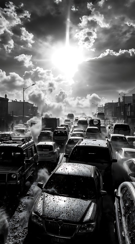 车水马龙阳光下的城市喧嚣