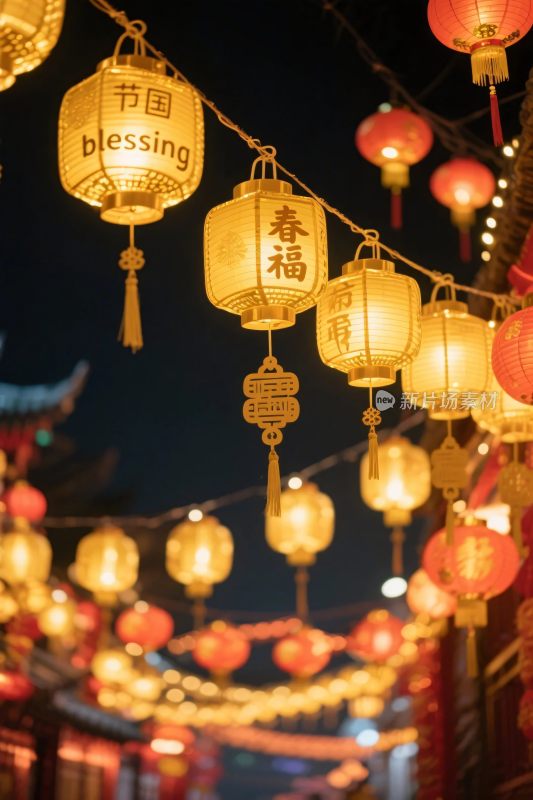 元宵节夜色灯笼