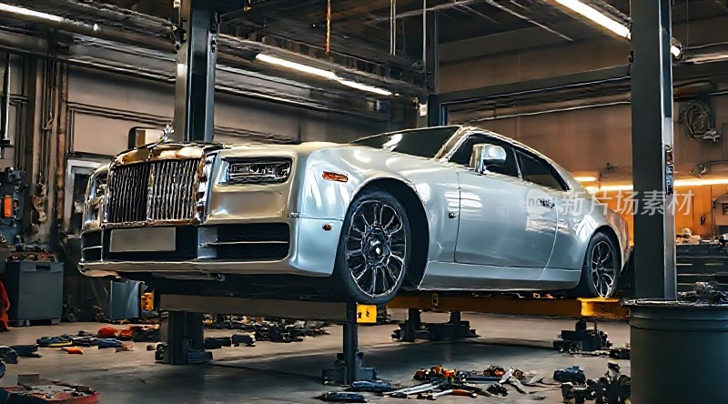 豪华轿车车间里的精致工艺展示